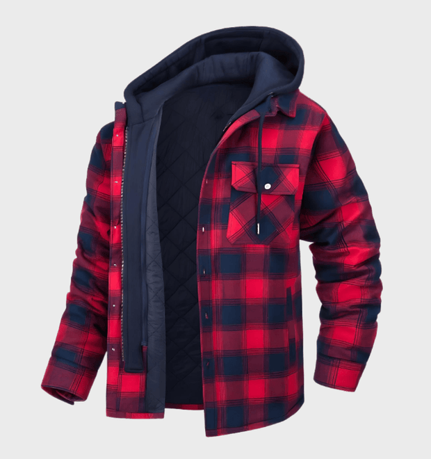 STENLEY - Męska Zimowa Kurtka w Grubym Kraciastym Wzorze Kleding & Accessoires > Herenkleding > Kleding > jas > Winterjas Warschau Fashion Czerwony S