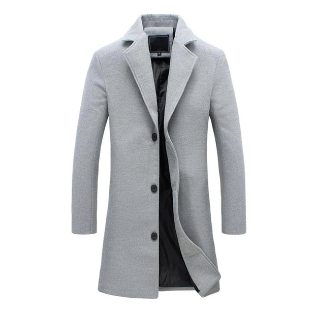 JOSIAH - Długi zimowy płaszcz męski Men Winter Jacket Warschau Fashion Jasnoszary M