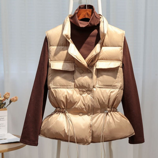 Anoukil | Stylowa damska kamizelka nowoczesna Women Jackets Warschau Fashion Beżowy XS