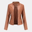 Salomea | Damska skórzana kurtka z zamkiem błyskawicznym Kurtki i płaszcze damskie Warschau Fashion Jasnobrązowy S