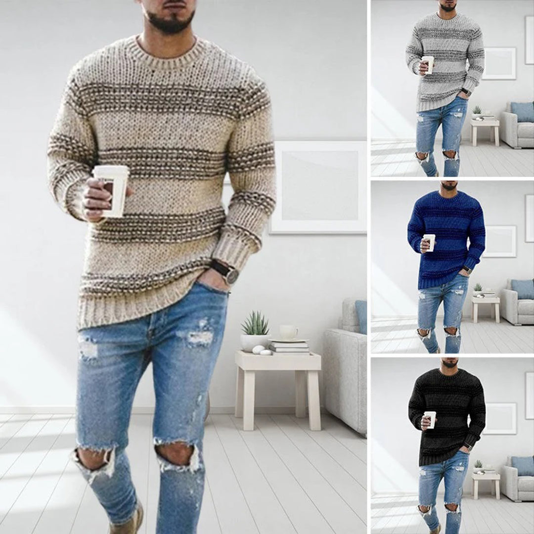 LAVINO - Męski sweter w paski
