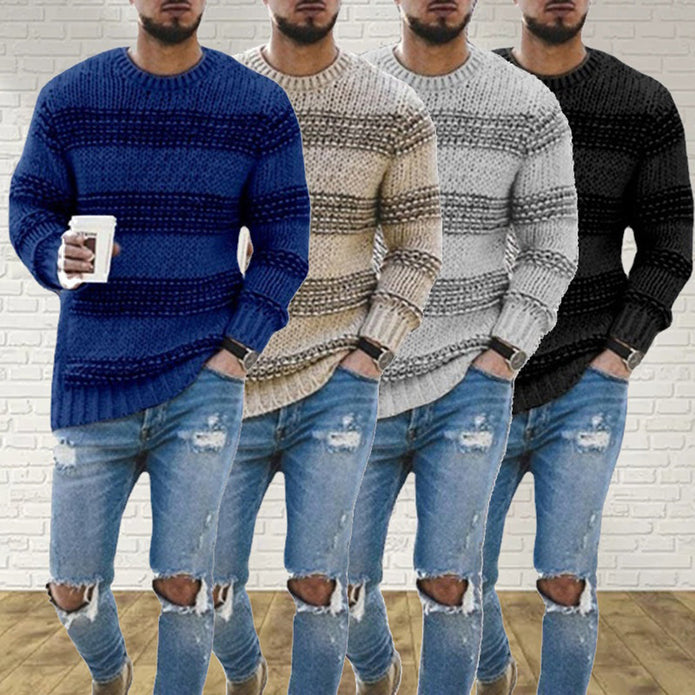LANDYN - Męski Sweter z Grubym Splotem w Norweskim Stylu na Lato Fashion Men Sweater Pullover Fall Warschau Fashion