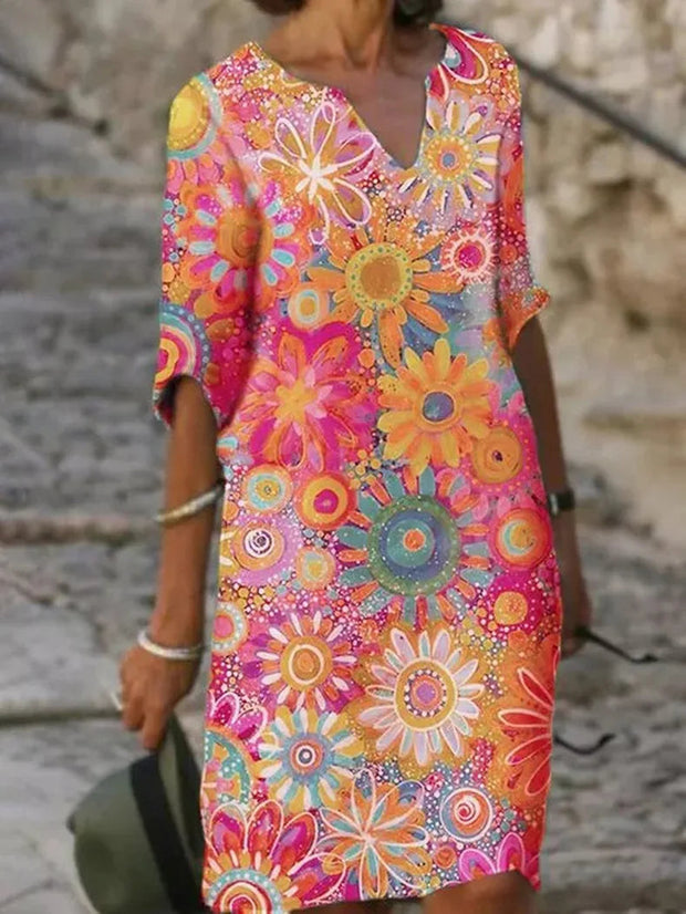 Letnia Sukienka Florina z Krótkimi Rękawami dla Kobiet Dress Women Warschau Fashion Różowy S