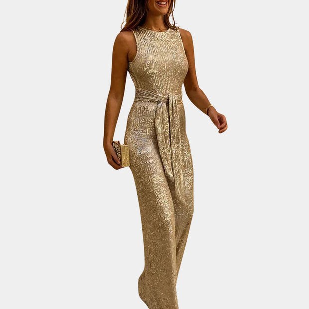 Błyszczący Kombinezon Monique Dla Kobiet Jumpsuits Warschau Fashion Złoto S
