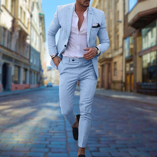 Michael - Wąskie męskie garnitury Eleganto Men Summer Set Warschau Fashion Błękitny Xs
