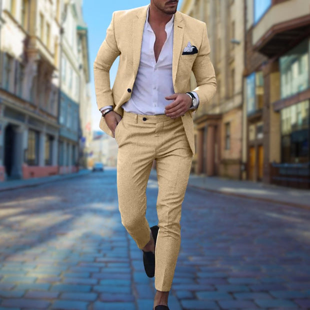 Michael - Wąskie męskie garnitury Eleganto Men Summer Set Warschau Fashion Żółty Xs