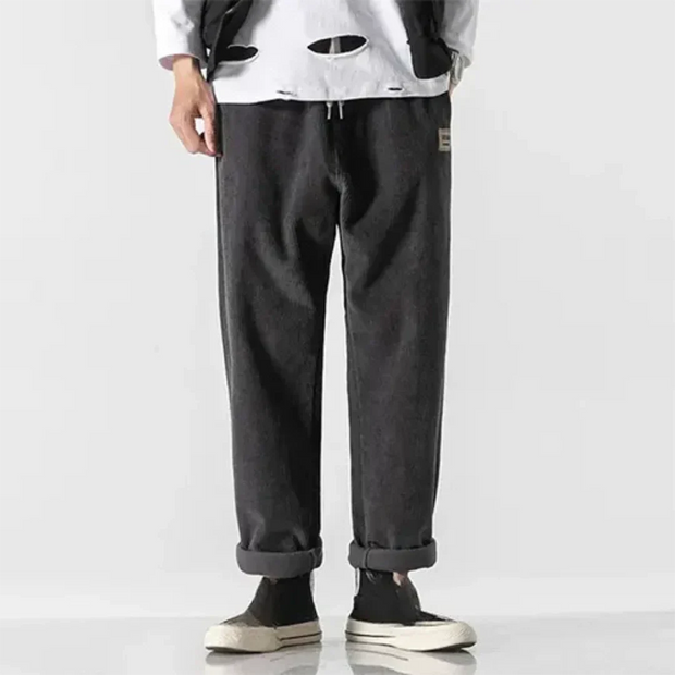 Maximos | Męskie luźne spodnie z kordu w dużych rozmiarach Men Pants Warschau Fashion Szary M