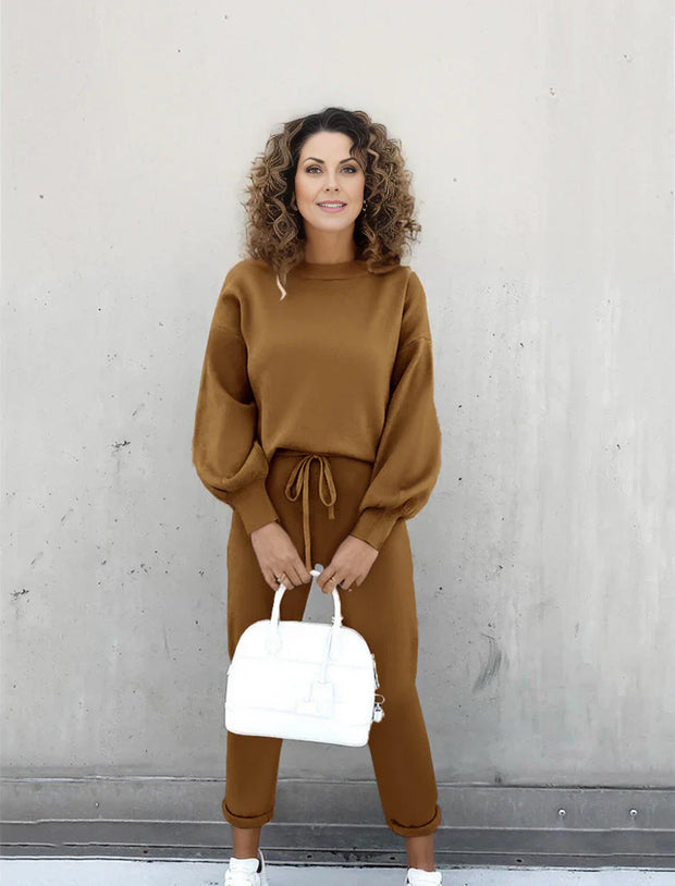 Dwuczęściowy Komplet Sportowy Damski RunFlex Sets dames Warschau Fashion Kawa S