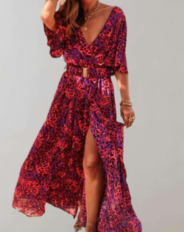 Nadia | Długa Sukienka Relaks Summer Dress Women Warschau Fashion S Różowy czerwony
