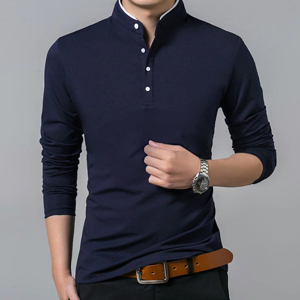 Męska koszula z długim rękawem Men Shirts Warschau Fashion Granatowy XS