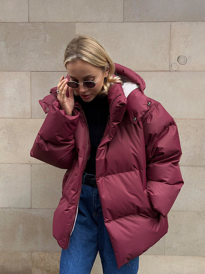 Damska Pikowana Kurtka Zimowa Women Jacket Warschau Fashion Czerwony S