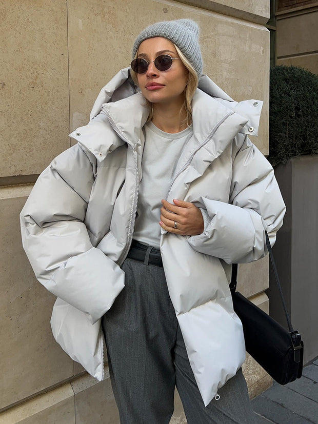 Damska Pikowana Kurtka Zimowa Women Jacket Warschau Fashion Jasnoszary S