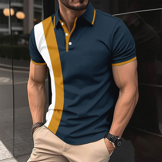 Męska koszulka polo Slim Fit - oddychająca mieszanka bawełny - krótki rękaw z kontrastowymi detalami