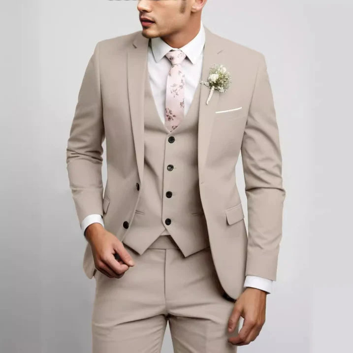 Slim Fit Męski Garnitur Weselny 3-częściowy | Formalny