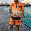 Męski zestaw sportowy – Slim Fit – Oddychający materiał – Zamek błyskawiczny przy kołnierzu – Tropikalny wzór