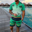 Męski zestaw sportowy – Slim Fit – Oddychający materiał – Zamek błyskawiczny przy kołnierzu – Tropikalny wzór