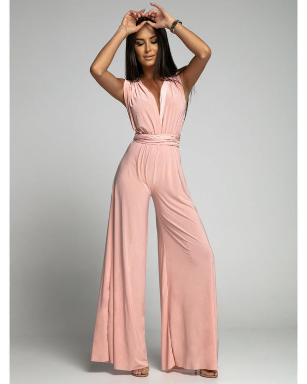 Bezrękawowy damski kombinezon Women Jumpsuit Warschau Fashion Brzoskwiniowy S