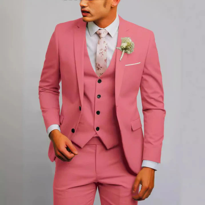 Slim Fit Męski Garnitur Weselny 3-częściowy | Formalny