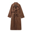 Stylowy Długi Płaszcz Zamszowy Camilla Trench Coat Women Warschau Fashion