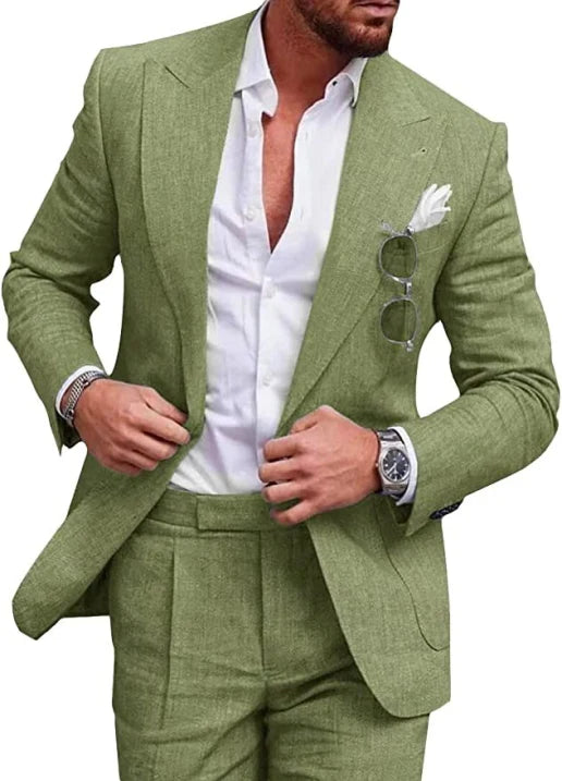 Formalny męski garnitur weselny w dwóch częściach Men Set Warschau Fashion Oliwkowy S