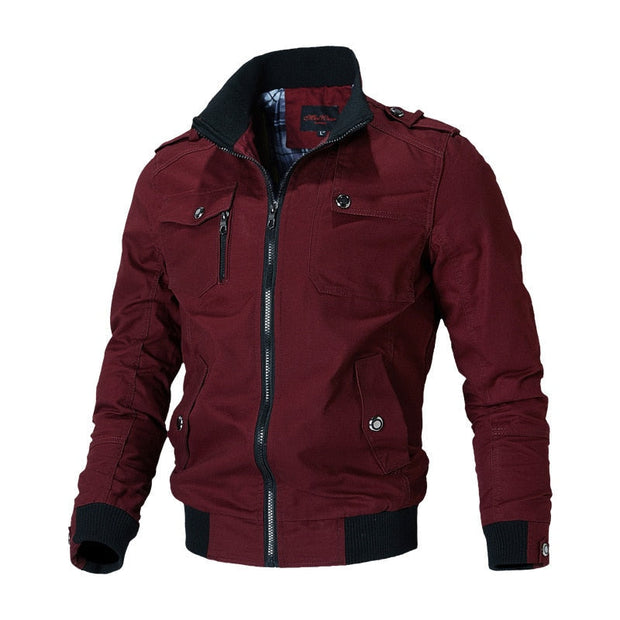 OLAF - Męska Kurtka Aviator Men Winter Jacket Warschau Fashion Czerwony M