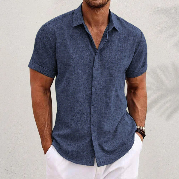Luźna męska koszula z guzikiem Men Shirt Warschau Fashion Granatowy S