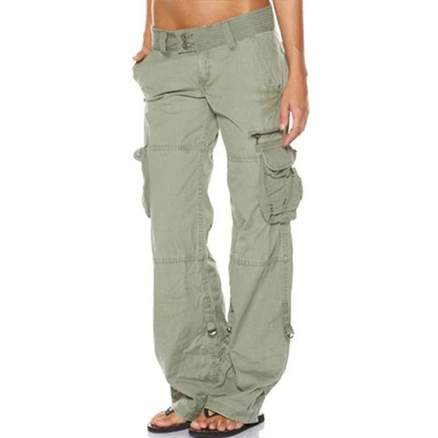 Paloma - Damskie Spodnie BluCargo z kieszeniami Women Summer Pants Warschau Fashion Zielony S