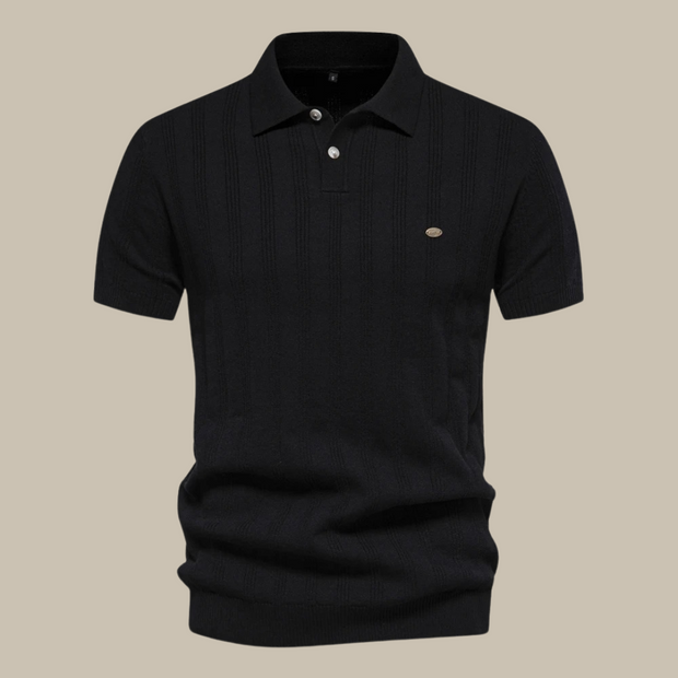 Finn | Elegancki polo MerinoStyle z krótkim rękawem Heren T-shirts & polo's | modern Warschau Fashion Czarny S