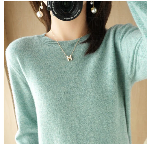 Agneser | Damski sweter z okrągłym dekoltem na zimę Women Sweaters Warschau Fashion Jasnozielony M