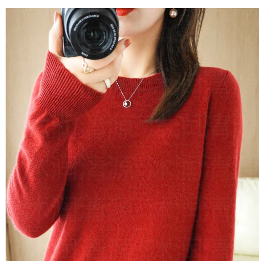 Agneser | Damski sweter z okrągłym dekoltem na zimę Women Sweaters Warschau Fashion Czerwony M