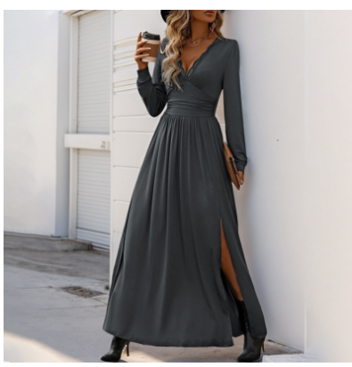 Alphosinem | Nowoczesna Damska Sukienka Maxi Women Dress Warschau Fashion Ciemnoszary S