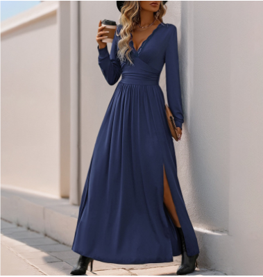 Alphosinem | Nowoczesna Damska Sukienka Maxi Women Dress Warschau Fashion Granatowy S