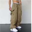 Męskie spodnie baggy z szerokimi nogawkami i wielofunkcyjnymi kieszeniami | Streetwear na świeżym powietrzu