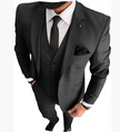 Męski Slim Fit Garnitur Formalny na Wesele | Zestaw 3-częściowy Men Set Warschau Fashion Czarny S