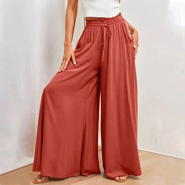 ANNETTE - Stylowe, Luźne Spodnie Letnie Women Pants Palazzo Spring Warschau Fashion Czerwony S