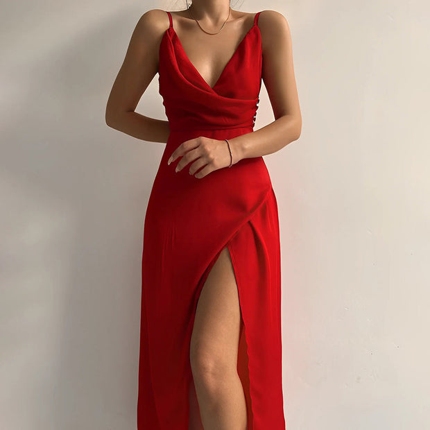 ANDROMEDA - Stylowa Letnia Sukienka Women Dress Gown Solid All-year Warschau Fashion Czerwony S