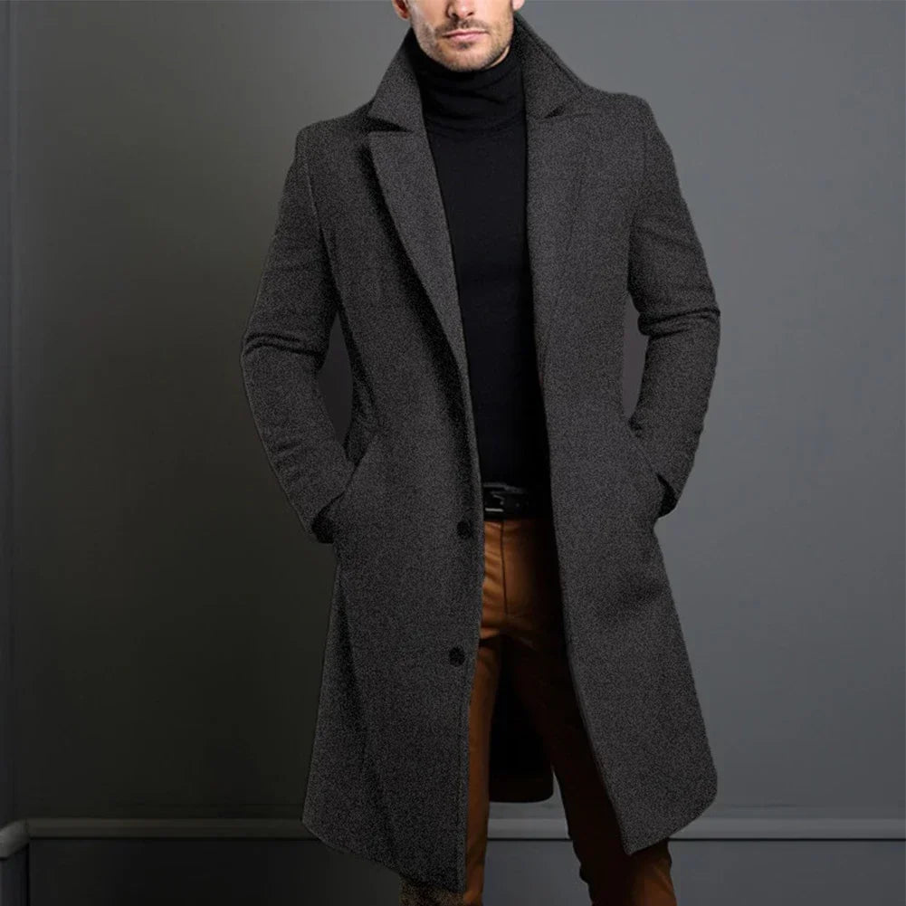 TOM - Męski Klasyczny Slim Fit Płaszcz Overcoats Warschau Fashion Ciemnoszary S