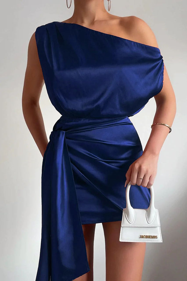 Fleur | Elegancka Mini Kreacja Jurken | modern Warschau Fashion Ciemnoniebieski S