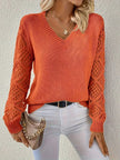 Le Clair | Sweter casualowy z dekoltem w serek Sweater Warschau Fashion Pomarańczowy XS