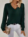 Le Clair | Sweter casualowy z dekoltem w serek Sweater Warschau Fashion Ciemnozielony XS