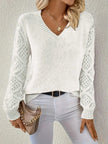 Le Clair | Sweter casualowy z dekoltem w serek Sweater Warschau Fashion Biały XS