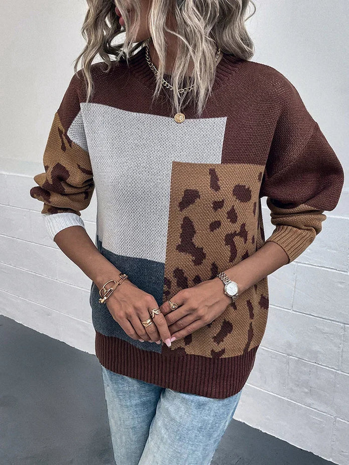 Le Clair | Vintage Sweter z Panterkowym Patchworkiem Sweater Warschau Fashion