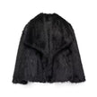 Damska kurtka zimowa z pluszowym futrem syntetycznym Women's Coat Warschau Fashion Czarny XS