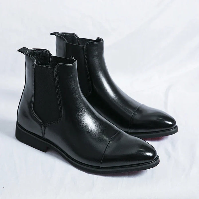 Eleganckie męskie botki Chelsea ze skóry premium