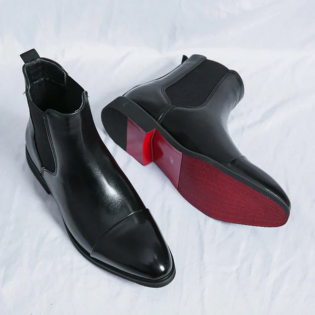 Eleganckie męskie botki Chelsea ze skóry premium