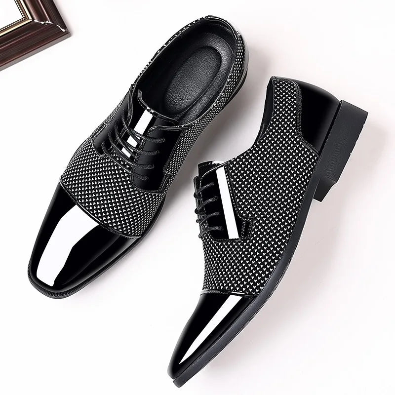 Stylowe męskie skórzane buty ozdobione kryształkami