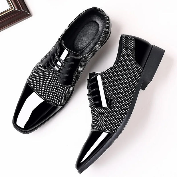 Stylowe męskie skórzane buty ozdobione kryształkami Men Shoes Warschau Fashion