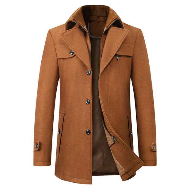 Octaviana | Męski Długi Trench Men Coat Warschau Fashion Polerowany Brąz XS