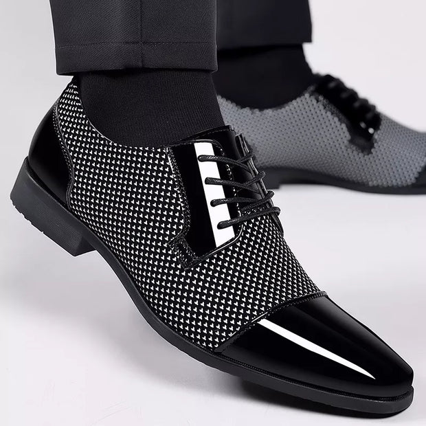 Stylowe męskie skórzane buty ozdobione kryształkami