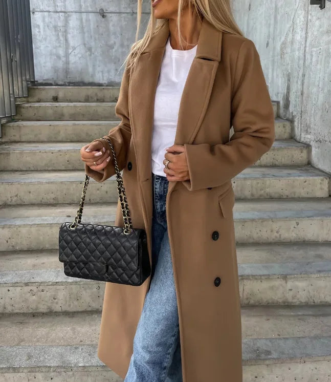 Damska kurtka zimowa | Wełniany płaszcz Women Jacket Warschau Fashion Khaki S